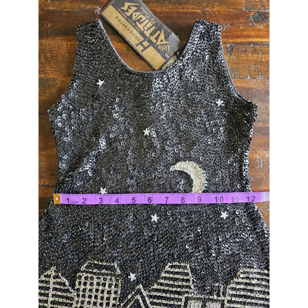 Little Attitudes by Debra Green Hand-Beaded Sequin A-Line Dress, Pageant SZ 7 - Picture 14 of 16